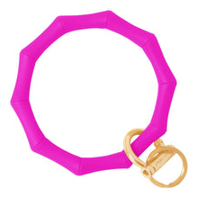 Load image into Gallery viewer, Bamboo Inspired Bangle &amp; Babe Bracelet Key Ring Bamboo - Deep Neon Pink Gold 