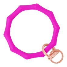 Load image into Gallery viewer, Bamboo Inspired Bangle &amp; Babe Bracelet Key Ring Bamboo - Deep Neon Pink Rose Gold 