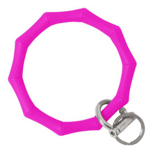 Load image into Gallery viewer, Bamboo Inspired Bangle &amp; Babe Bracelet Key Ring Bamboo - Deep Neon Pink Silver 