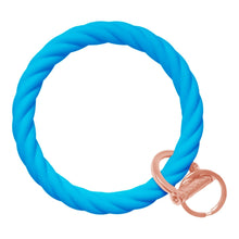 Load image into Gallery viewer, Twisted Bangle &amp; Babe Bracelet Key Ring Twist - Bright Blue Rose Gold 