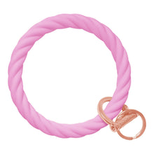 Load image into Gallery viewer, Twisted Bangle &amp; Babe Bracelet Key Ring Twist - Bright Pink Rose Gold 