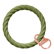Load image into Gallery viewer, Twisted Bangle &amp; Babe Bracelet Key Ring Twist - Army Green Rose Gold 