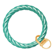 Load image into Gallery viewer, Twisted Bangle &amp; Babe Bracelet Key Ring Twist - Marbled Sea Green Gold 