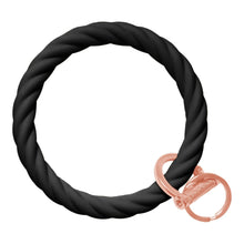 Load image into Gallery viewer, Twisted Bangle &amp; Babe Bracelet Key Ring Twist – Black Rose Gold 