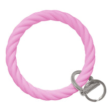 Load image into Gallery viewer, Twisted Bangle &amp; Babe Bracelet Key Ring Twist - Bright Pink Silver 