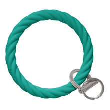 Load image into Gallery viewer, Twisted Bangle &amp; Babe Bracelet Key Ring Twist - Emerald Silver 