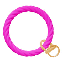 Load image into Gallery viewer, Twisted Bangle &amp; Babe Bracelet Key Ring Twist - Deep Neon Pink Gold 