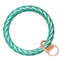 Load image into Gallery viewer, Twisted Bangle &amp; Babe Bracelet Key Ring Twist - Marbled Sea Green Rose Gold 