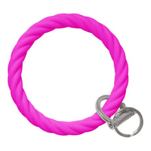 Load image into Gallery viewer, Twisted Bangle &amp; Babe Bracelet Key Ring Twist - Deep Neon Pink Silver 