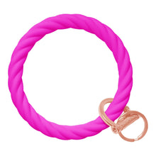 Load image into Gallery viewer, Twisted Bangle &amp; Babe Bracelet Key Ring Twist - Deep Neon Pink Rose Gold 